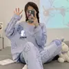 Pijama para Mujer Primavera y Otoño Nuevo Estilo Manga Larga Delgado Talla Grande Lindo Dibujo Animado Conjunto de Dos Piezas Casual Ropa para el Hogar Se Puede Usar Afuera