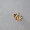 Brincos de Prata 925 Elegantes Simples Geométricos Chanfrados de Cristal Cúbico Brilhante para o Dia a Dia Japonês e Coreano