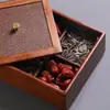 Plato de frutas estilo chino caja de comida de doble capa caja para bocadillos de frutas picnic caja para pasteles de luna juego de té de bambú caja de almacenamiento con asa para horno