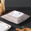 Plato de Melamina Imitación Porcelana Plástico Cuadrado Platos Fríos Plato para Comida Rápida Plato para Saltear Restaurante con Tapa para Arroz y Agua para Uso Comercial