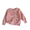 Conjunto de Suéter de Punto y Falda de Malla para Niños de Primavera y Otoño, Dulce Conjunto de Dos Piezas de Cárdigan de Punto Bordado de Hongos y Falda Tutú para Niñas