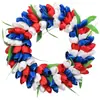 2025 nuevo corona del Día de la Independencia de América corona de tulipanes simulación colgante de puerta decoración de fiesta en patio exterior adornos colgantes