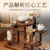 Estante de Almacenamiento Antiguo Estilo Chino Retro Estante de Escritorio Almacenamiento de Juego de Té Tetera de Arena Púrpura Adornos Soporte para Tazas Mesa Estante de Exhibición Multicapa