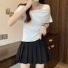 Suéter de Lã com Lantejoulas e Laço em um Ombro Estilo Coreano para Mulheres Design de Verão Aparência Emagrecedora Peça Básica Elegante Top Puro Desejo