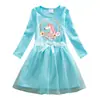 Comércio exterior 2023 Unicórnio Roupas Infantis Primavera e Outono Novo vestido para meninas desenho animado transfronteiriço vestido de princesa para meninas saia de tule