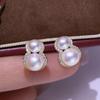 Accesorios DIY Aretes de perlas de plata esterlina S925 soporte vacío accesorios calabaza aretes de doble cuenta soporte de plata