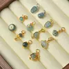 Accesorios de Colgante de Cuentas Espaciadoras Microincrustadas Azul Esmeralda Natural, Cobre Chapado en Oro, Alta Retención de Color, Joyería de Pulsera de Cuentas Hecha a Mano para Bricolaje