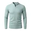 2026 Otoño Transfronterizo para Hombre Top de Jacquard de Canalé de Manga Larga Versátil Henley Camiseta de Corte Ajustado