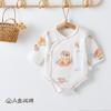 Macacão de Bebê Classe A Primavera e Outono Algodão Puro Sem Costura Roupas para Recém-Nascidos Macacão Triângulo Unissex Camada Base para Bebê Roupa de Dormir
