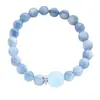 [Corazón Tan Quieto Como el Agua] Pulsera Natural de Cianita con Acabado de Alta Gama, Regalo para Novia o Mejor Amiga, Pulsera de Cristal de Aguamarina