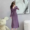 Vestido Sensual de Encaje 2026 Otoño Nuevo para Mujer Ajustado Sexy Falso Dos Piezas Cola de Pez en Blanco, Negro, Morado