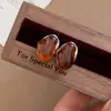 Pendientes de Botón Ovalados de Resina Transfronterizos Europeos y Americanos Pendientes Maillard de Otoño e Invierno Pendientes Simples de Moda Versátiles para Mujer Sensación de Alta Gama