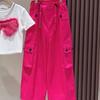 Conjunto de Verão para Meninas 2025 Novo Estilo Calça Cargo da Moda para Meninas Moda de Verão para Crianças Conjunto de Duas Peças da Moda