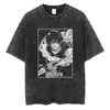 Camiseta para Hombre Talla Grande Lavada Vintage Harajuku Camiseta con Estampado Gráfico de Anime Estilo Callejero Algodón Holgada de Manga Corta