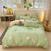 Nuevo conjunto de cuatro piezas estampado de algodón con aloe vera, amigable con la piel, para uso en casa, conjunto de cuatro piezas al por mayor, conjunto de cuatro piezas de algodón suave lavado