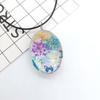 Colgante Creativo Personalizado de Planta para Mujer Collar Ovalado de Tres Colores Gypsophila Joyería Esférica de Vidrio Hecha a Mano