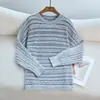 Comercio exterior transfronterizo europeo y americano otoño e invierno 2025 jersey casual de punto trenzado de cuello redondo de manga larga para mujer con colores contrastantes, nuevo estilo para mujer