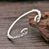 Venta al por mayor de fábrica Pulsera de plata esterlina S925 retro plata tailandesa moda personalidad pulsera abierta pulsera de dijes de aro para hombres y mujeres