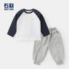 Conjunto de Roupa de Outono para Meninos Infantil Bebê Camiseta de Manga Comprida Calça Esportiva Camiseta Básica Infantil Calça Comprida Tendência