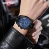 Reloj de Cuarzo Sanda de Venta Caliente para Comercio Exterior Moda Impermeable Luminoso Tres Ojos Seis Agujas Reloj de Hombre Correa de Acero Calendario Lunar Reloj de Pulsera