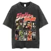 Camiseta Vintage Lavada Masculina Verão Hip Hop Streetwear