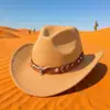 Chapéu Alto Preto Retrô, Chapéu de Cowboy Ocidental Unissex com Acessórios de Cabeça de Vaca, Chapéu de Jazz Estilo Étnico