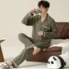 Pijama Estilo Novo 2026, Algodão Puro Primavera e Outono, Pode Ser Usado Fora, Cardigan Oversized de Manga Longa de Alta Qualidade, Conjunto 100% Algodão