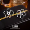 Brincos de Flor de Zircônia Doce Agulha de Prata Pérola Brincos Franceses de Luxo Leve Camélia Brincos de Alta Qualidade Exquisitos Versáteis Acessórios de Orelha