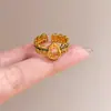 Anillo Popular de Estrella Radiante Cepillada con Circonita de Xiaohongshu para Mujer, Diseño de Nicho Retro de Lujo Ligero, Sensación de Alta Gama, Anillo Abierto para Mujer