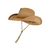 Chapéu de Cowboy Ocidental, Chapéu Estilo Étnico Retrô, Chapéu de Palha para Proteção Solar de Verão, Chapéu Jazz Transfronteiriço Europeu e Americano para Mulheres