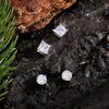 Pendientes Magnéticos de Zirconia 5A Brillantes, Pendientes Magnéticos Cuadrados y Redondos de Diamante Geométricos Sin Perforación, Accesorios Versátiles de Oreja de Nicho Unisex