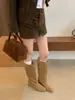 Botas Cavaleiras Quadradas Retrô Estilo Coreano Femininas 2026 Outono/Inverno Novas Botas Altas Emagrecedoras Confortáveis Não Acima do Joelho Botas de Moda