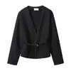 Roupas Femininas Europeias e Americanas Transfronteiriças AliExpress Venda Quente Moda Casual com Cinto Jaqueta Macia