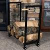 Herramientas para Chimenea Soporte para Leña de Hierro Forjado Interior y Exterior Soporte para Almacenamiento de Leña Estante de Almacenamiento