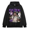 Camiseta de manga curta estampada lil durk retrô hip hop cross-border vintage lavada pesada gola pequena gola redonda algodão puro