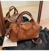 Bolso de Hombro Retro Transfronterizo para Mujer de Gran Capacidad a la Moda de Cuero Suave Bolso Boston Europeo y Americano Color Sólido Bolso Cruzado de Alta Gama para Mujer