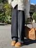 Calça feminina de mistura de lã e acetato, nova coleção outono/inverno 2026, cintura alta, modelagem que emagrece, adequada para baixinhas, casual, perna afunilada, estilo perna larga