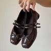 Edición Lancui~Zapatos de Salón Individuales de Cuero Suave Estilo Francés Retro para Mujer con Lazo y Hebilla, Mary Jane Estilo Coreano Versátiles Zapatos de Ballet