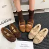 Nuevos Mocasines de Felpa con Lazo Estilo Coreano Versátiles sin Cordones para Mujer Otoño/Invierno Zapatos Planos Cómodos para Conducir