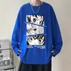 Camiseta de Manga Larga de Anime Japonés 2025 para Hombre Primavera y Otoño Marca de Moda Delgada Nuevo Estilo de Hong Kong Ins Camiseta Básica para Pareja