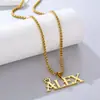 [Personalización Privada] Collar con Nombre en Inglés Personalizado de Acero Inoxidable Collar con Nombre Personalizado Cadena de Perlas Cuadrada de 3 mm