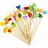 Brochetas de Frutas de Animales de Dibujos Animados Palillos Decorativos para Pasteles de Navidad Palillos Desechables de Bambú Palillos Creativos para Cócteles Adornos para Platos de Frutas