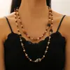 Collar de Apilamiento con Cuentas Estilo Retro Maillard Transfronterizo para Mujer Cadena de Suéter de Lujo Ligero de Gama Alta Accesorios de Otoño e Invierno