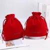 Bolsa Personalizada com Cordão para Cosméticos, Bolsa de Veludo para Armazenamento de Produtos de Skincare, Bolsa de Presente com Cordão, Veludo para Impressão de Logo