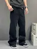 Nuevos Pantalones Rectos Negros Tendencia Americana Primavera/Verano 2026 para Hombre con Dobladillo Crudo Lateral Pantalones Largos Casuales Versátiles de Largo Completo