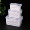 Cesta de Armazenamento com Drenagem para Geladeira de Cozinha, Crisper Certificado para Armazenamento de Alimentos Domésticos, Caixa de Armazenamento, Atacado