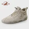 Zapatos originales Ram para hombre, zapatos casuales de cuero genuino para hombre, zapatillas deportivas antideslizantes de piel de cerdo de capa superior con suela blanda, zapatos de un solo color grises
