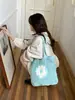 Bolsa de Punto Floral Otoño Malla Verde Menta Bolsita de Ganchillo Atmosférica Bolso Tote de Hombro de Gran Capacidad Producto Terminado