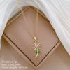 [Aço titânio] Flor de Folha Verde Diamante Completo Luz Temperamento de Luxo Lindo Colar de Diamante Completo Corrente de Clavícula Feminina Corrente de Aço de Titânio