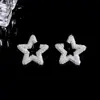 Pendientes de Estrella Pentagonal con Aguja de Plata S925 Microincrustados de Circonita Estilo Femenino Lujo Ligero Nicho Pendientes de Alta Gama Pendientes de Moda